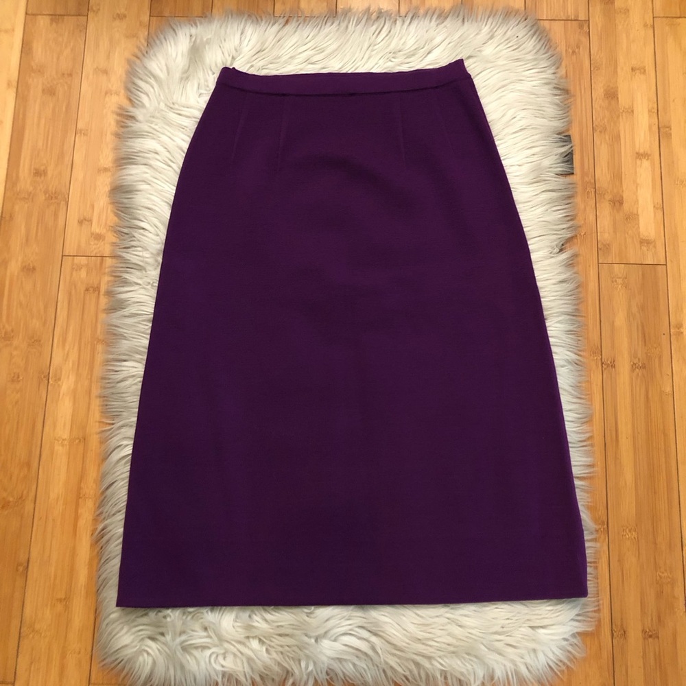 Vintage 100% Zephyr Wool Solid Purple Knit Sweater Pencil Skirt size M (28)